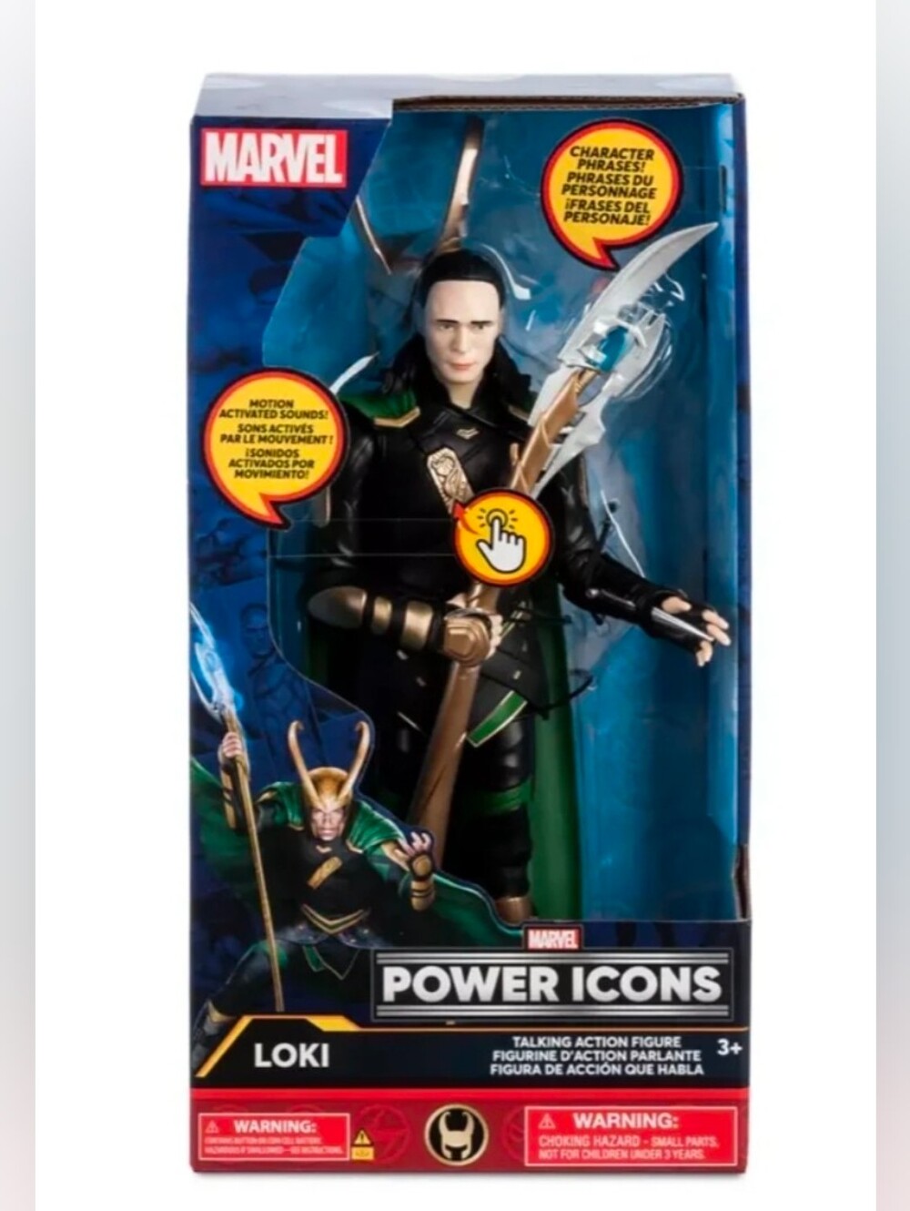 Disney Parks Marvel Loki Power Icons Talking Action Figure New With Box